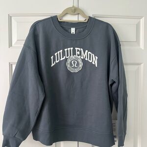 Lululemon Perfect Oversized Embroidered Crew size M - NWT! Beautiful slate blue